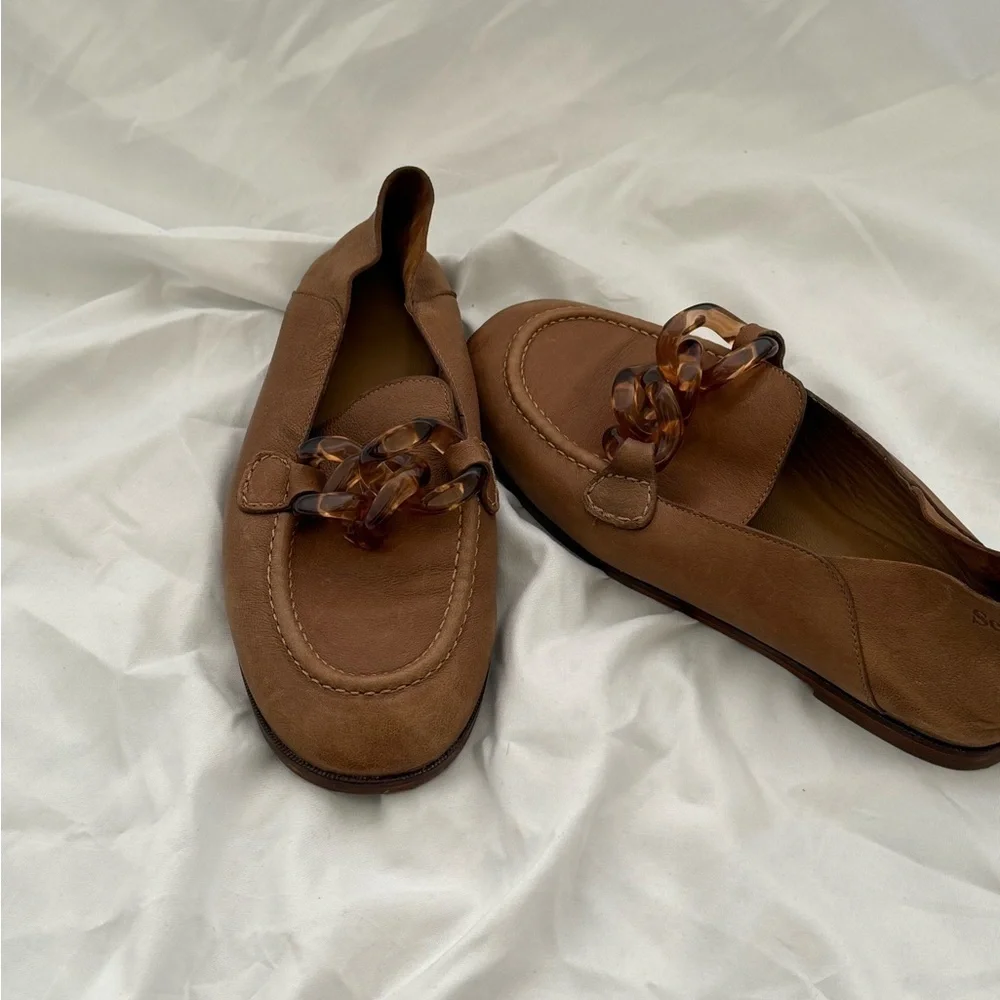 See By Chloe Tan Loafers with Tortoise Chain